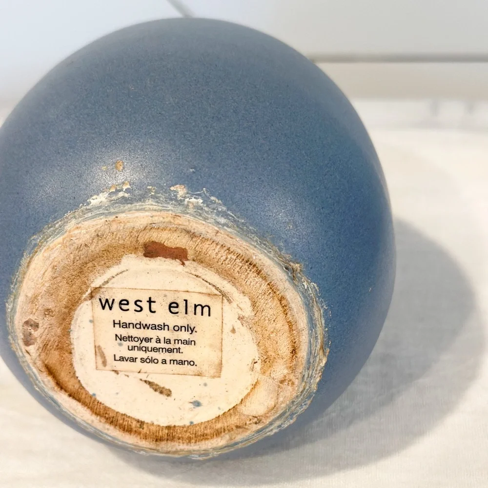 West Elm Slate Blue Ceramic Egg Vase